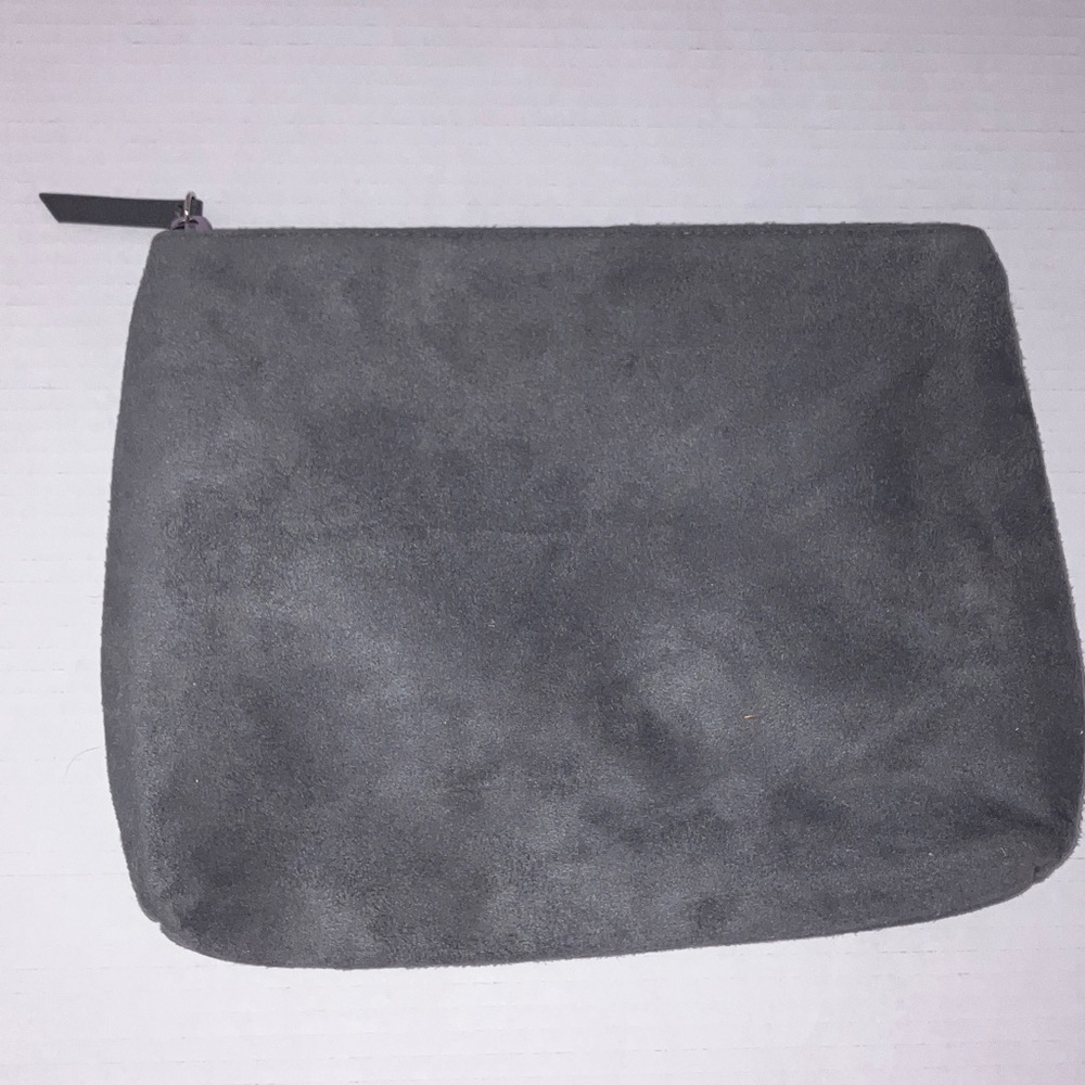 Gray Suede Like Clutch Travel Cosmetic Zipper Bag 8 x 11 Inches‎
